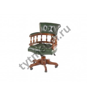 CHO-001. Кресло офисное (массив красного дерева, кожа GREEN), цвет: итал. орех